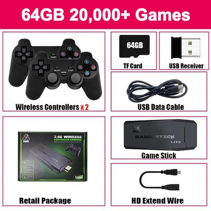 M8 4K Mini Game Stick 40000 Games Built-in with Twin 2.4G Wireless Controllers Video Game Console